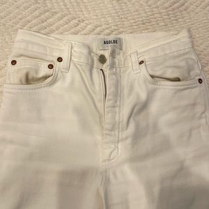 AGOLDE high rise white jeans.